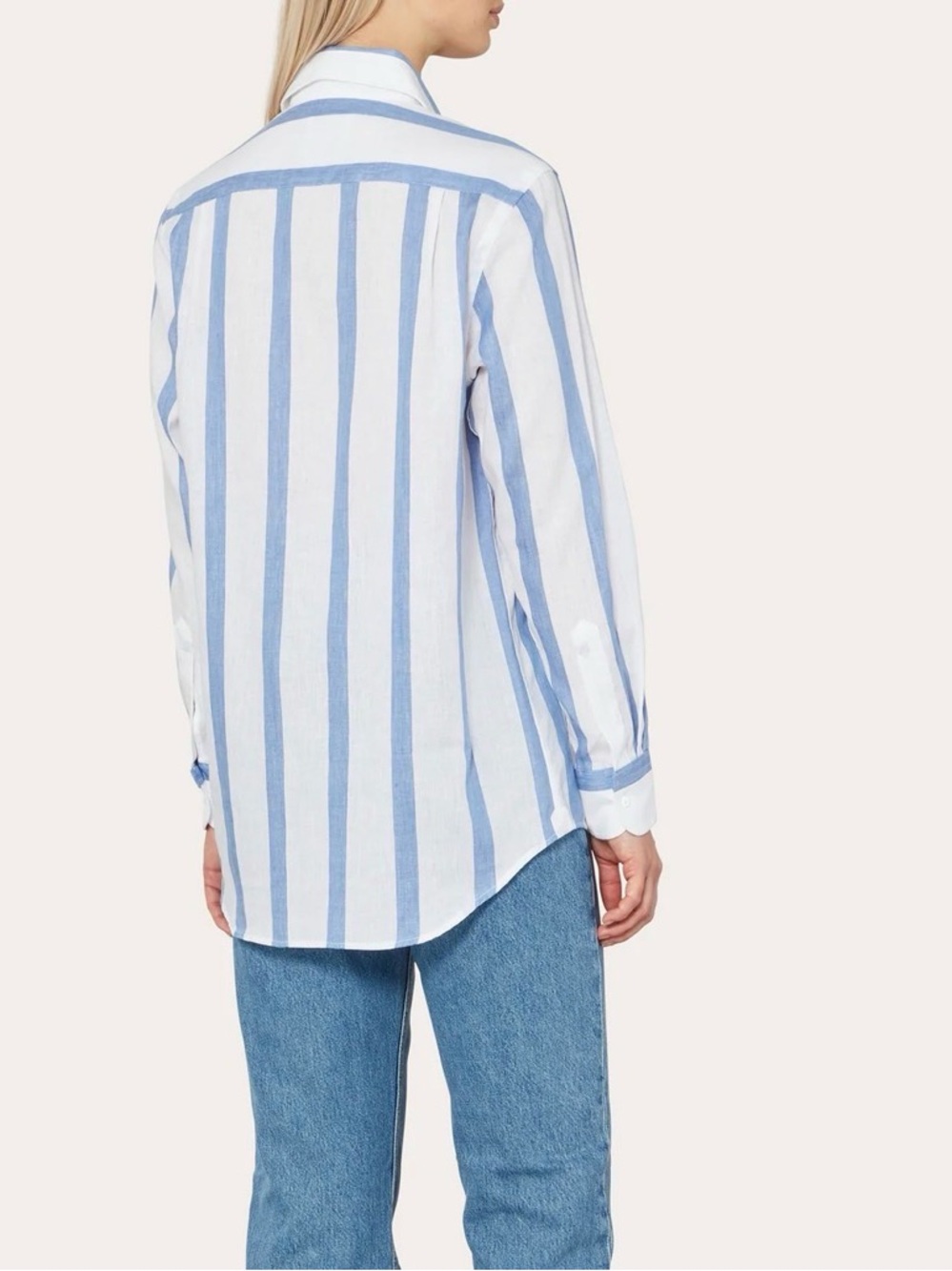 With Nothing Underneath The Boyfriend Stripe Linen Cotton Shirt — image 3 of 8